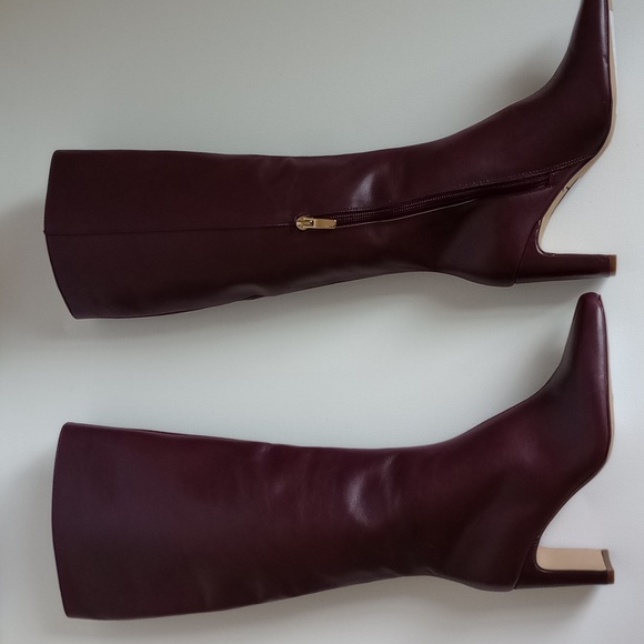 NWOT Ann Taylor High Blade Leather Knee Boots 3" heel Burgundy Oxblood 5 - Picture 6 of 9